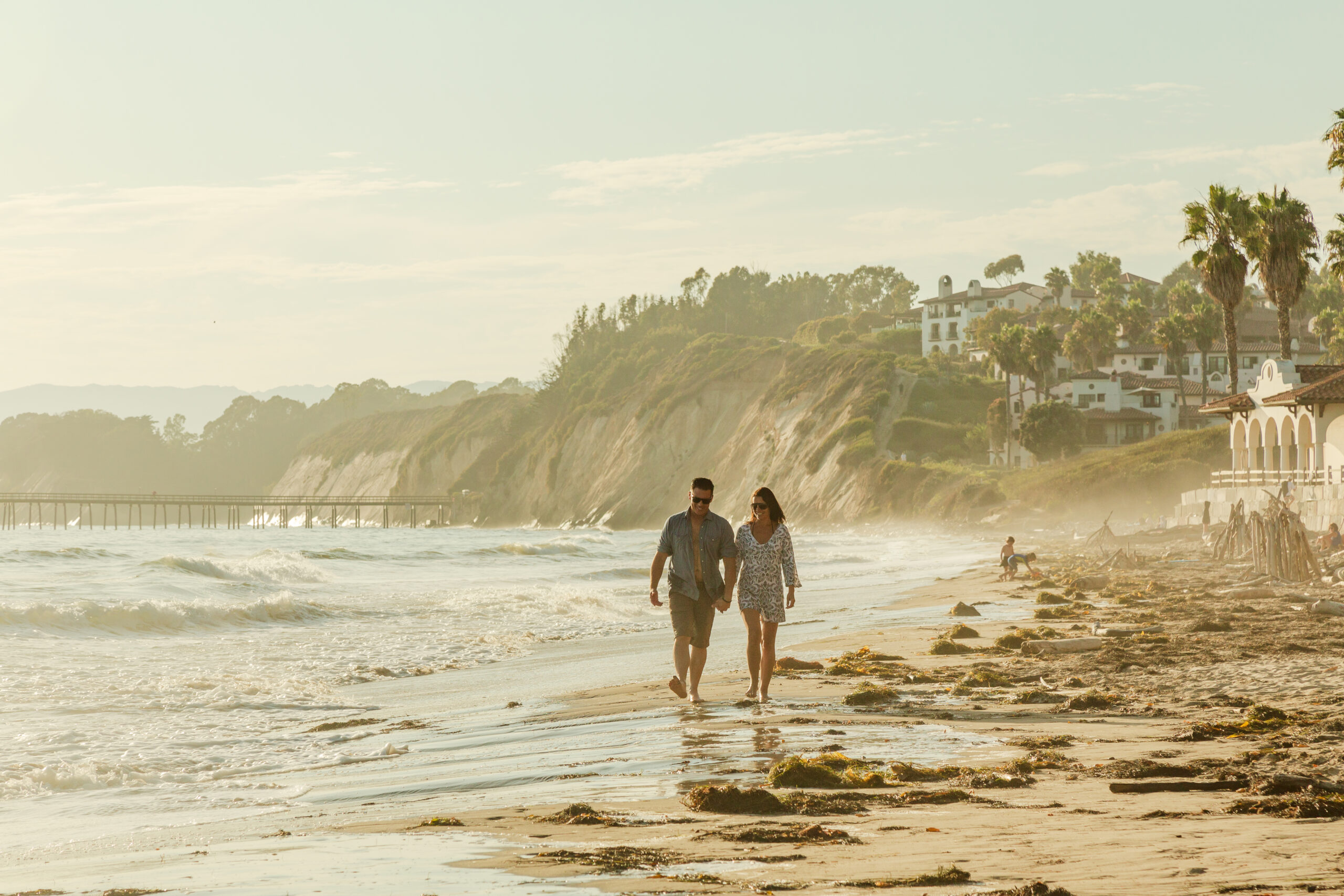 Beach walk along Haskell's Beach near Ritz-Carlton Bacara, that's popular for walking, sunbathing, surfing, and water sports.